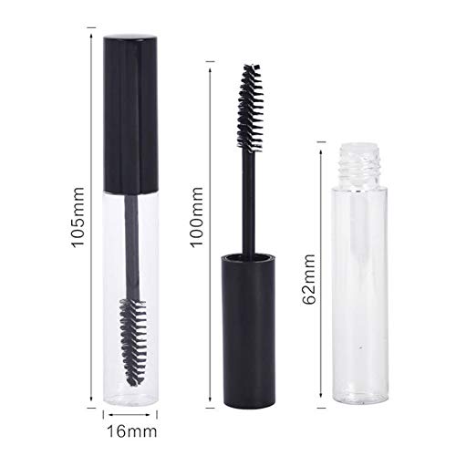 Tubo Máscara Vacía, 6 Tubos Rímel Vacíos Cepillo Pestañas, 10 ml Frascos Rímel, 10 Embudos Transparentes, con Tapón Interior Evita Fugas, Herramienta Ideal Los Cosméticos DIY(Negro)