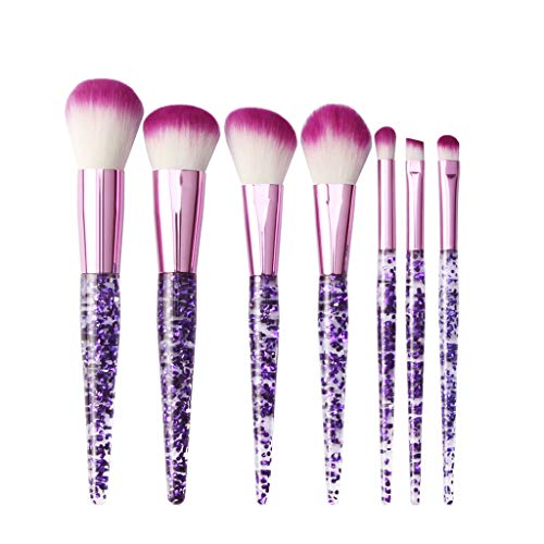 TUDUZ Brochas Maquillaje Profesional 7 Piezas Pincel De Maquillaje Brillante Polvo De Sombra De Ojos Cepillos De Base (PúRpura)