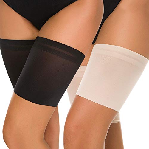 Tuopuda Bandas de Muslos,Mujer Bandas Elásticas Anti-chafing para Muslos con Dos Tiras de Silicona para evitar el roce de los muslos