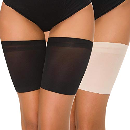 Tuopuda Bandas de Muslos,Mujer Bandas Elásticas Anti-chafing para Muslos con Dos Tiras de Silicona para evitar el roce de los muslos