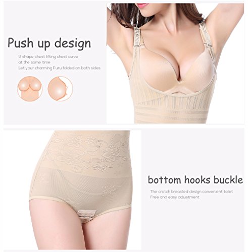 Tuopuda Body Faja Reductora Mujer Abdomen con Gancho,cómodo y Ligero Corsé Faja para presumir de Buena Figura sin Costuras (L (Waist 22.6-25 Inch), Beige)