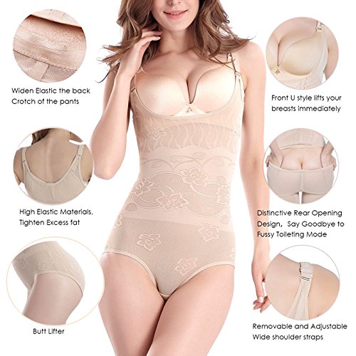 Tuopuda Body Faja Reductora Mujer Abdomen con Gancho,cómodo y Ligero Corsé Faja para presumir de Buena Figura sin Costuras (S (Waist 18.3-21.1 Inch), 1 Beige+ 1 Negro)