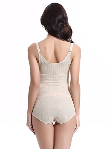 Tuopuda Body Faja Reductora Mujer Abdomen con Gancho,cómodo y Ligero Corsé Faja para presumir de Buena Figura sin Costuras (XL (Waist 23.8-28.9 Inch), 1 Beige + 1 Negro)