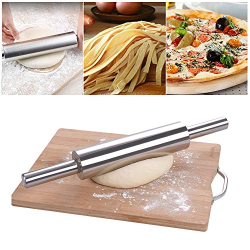 Turbobm Rodillo, Rodillo de Acero Inoxidable Antiadherente y Mantenimiento Cero para Hornear, Masa para niños Pizza Pie Galletas Herramienta para Hornear Accesorios de Cocina