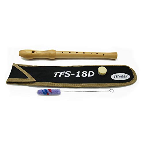 Tuyama® TFS-18D C-Soprano Flauto Dulce Soprano - Digitación Alemana - Madera de Arce - con Tablatura y 2 Partituras - Soprano Recorder Flute