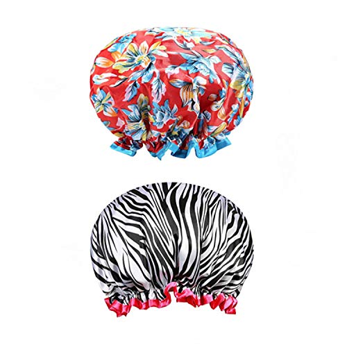 Tweal Gorros de Ducha Impermeables,2 Piezas Gorro Ducha Reutilizable para Chicas Mujer Ducha SPA Salon