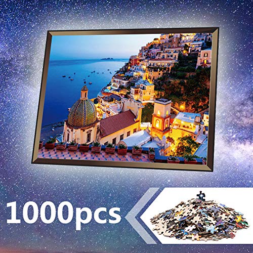 UHvEZ Acuarela de mármol_Puzzle de Madera para Adultos 1000 Piezas_Juego de Rompecabezas Educativo Juguetes ensamblados imágenes de paisajes Rompecabezas para Adultos Regalos para niños_50x75cm