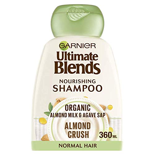 Ultimate Blends Garnier Champú para el cabello normal con leche de almendras y agave, 360 ml