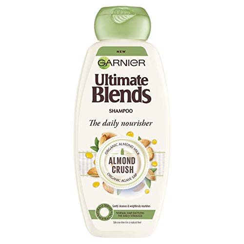 Ultimate Blends Garnier Champú para el cabello normal con leche de almendras y agave, 360 ml