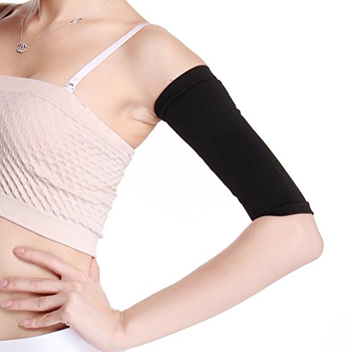 ULTNICE Manguitos de compresión adelgazante mejoran los brazos de las mangas moldeadas más finas para el deporte fitness (negro)