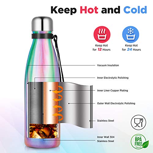 UMI. by Amazon - Botella Térmica 500ml, Botella Termo Agua Acero Inoxidable, con Aislamiento de Vacío de Doble Pared, Libre BPA, para 12 Horas de Bebida Caliente y 24 Horas de Bebida Fría, Flamenco