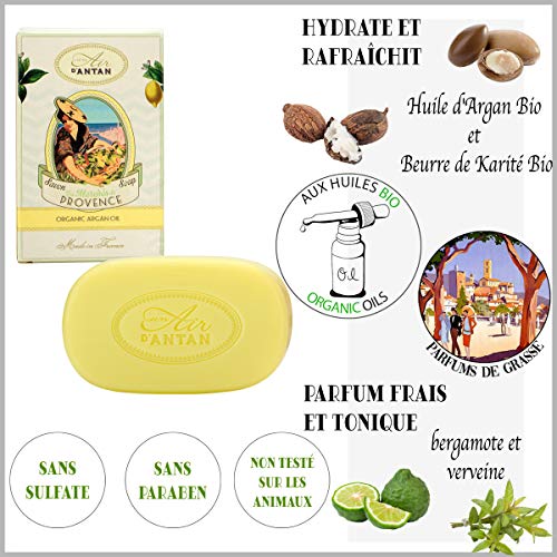 Un Air d’Antan DUO Jabonera + Jabon Tradicional Perfumado Provence, Manteca de Karite Organico y Aceite de Argan Bio, Perfume Verbena, Limón, Formula Hidratante –100g, Navidad Regalo Mujer Menos 10€