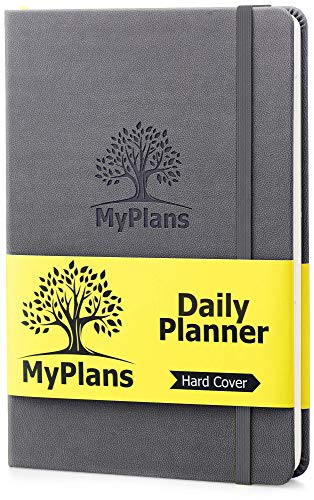 Undated Planning hebdomadaire pour homme et femme – But et de Productivité Planner – Couverture rigide, en simili cuir, gris