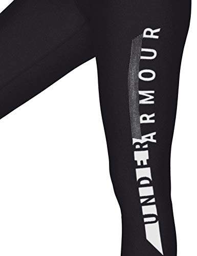 Under Armour Heatgear Armour Graphic Pantalones Deportivos para Mujeres, Pantalones Transpirables de Mujer, cómodas Mallas Deportivas de compresión, Black/White/Metallic Silver (001), LG