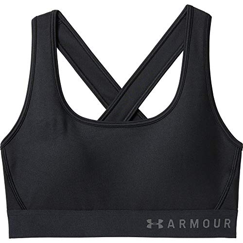 Under Armour Mid Crossback Sujetador Deportivo para Mujer, Ropa Interior Transpirable y Ajustada, cómoda Ropa Deportiva de Mujer con Tirantes Cruzados, Black/Black/Graphite (001), LG