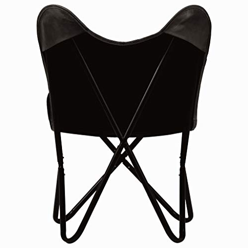 UnfadeMemory Silla Butterfly para Niño Vintage,Silla de Salon,Silla para Niños Infantil,Cuero Auténtico,Estructura de Acero,56x63x76cm (4uds, Negro)