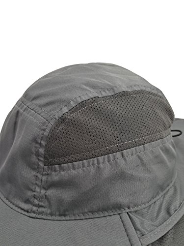 Unisex Gorra de Safari con Extra Largo Protector de Nuca 12cm Gran Borde para Actividades al Aire Libre Sol Protección UV - Gris Oscuro