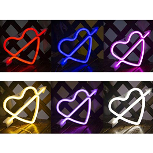 Uonlytech Letrero de Luz de Neón con Arco de Cupido Led Luz de Noche de Neón con Corazón Led para Amantes de Los Niños Decoración para El Dormitorio Sala de Estar Pared Fiesta de San Valentín (Rojo)