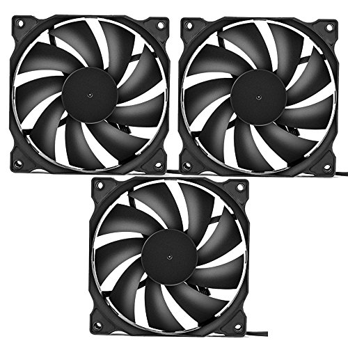 upHere 120mm Ventilador para ordenador -  Ventilador de PC silencioso 3 Pack (Negro)12BK3-3