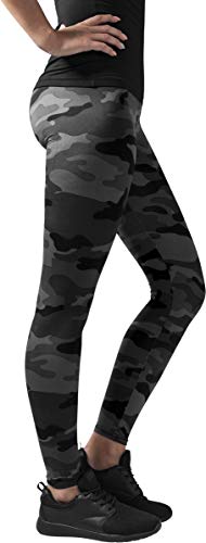 Urban Classics Mujer Leggings Camuflaje, Tanto para Vestir o como para Hacer Deporte, Mallas para Yoga, en Tonos, Talla S, Negro (Dark Camo)