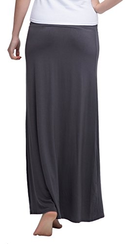 Urban GoCo Mujeres Falda Larga para Yoga Danza Casual Alta Cintura Bodycon Elástico Falda Maxi Gris Oscuro L