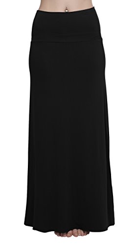 Urban GoCo Mujeres Falda Larga para Yoga Danza Casual Alta Cintura Bodycon Elástico Falda Maxi Negro M