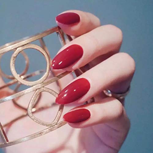 Ushiny Stiletto Uñas postizas Brillante Cubierta completa Uñas postizas Rojo Artificial Uñas postizas artificiales Presione las uñas postizas para mujeres y niñas (24 piezas)