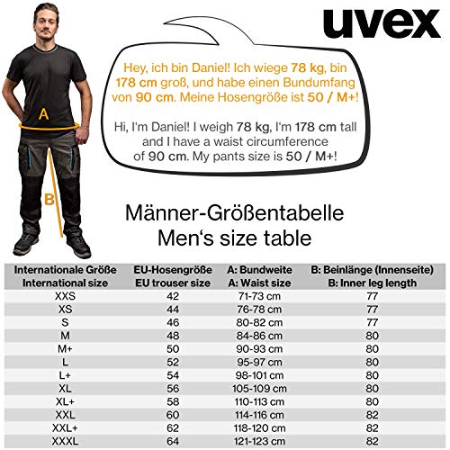 Uvex Tune-up 8909 Pantalon de Trabajo para Hombre - Pantalones Cargo para Trabajar de Algodón y de Cordura - Multibolsillos - Bolsillo de Las Rodilleras - Color Gris, Negro, Azul, Verde, Blanco