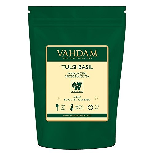 VAHDAM, té chai condimento con albahaca Tulsi, 100 gramos (50 tazas) | Té de albahaca santa | Tulsi Tea Con 100% ESPECIAS NATURALES | Hojas de té chai con especias | | Té de hojas sueltas de la India