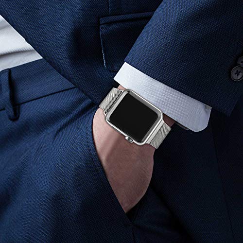 Vanjua Metal Correa Compatible con Apple Watch Correa 44mm 42mm 38mm 40mm,Pulsera de Repuesto de Inoxidable Correa para iWatch Series 6 5 4 3 2 1,Mujer y Hombre (38mm/40mm, 01 Plata)