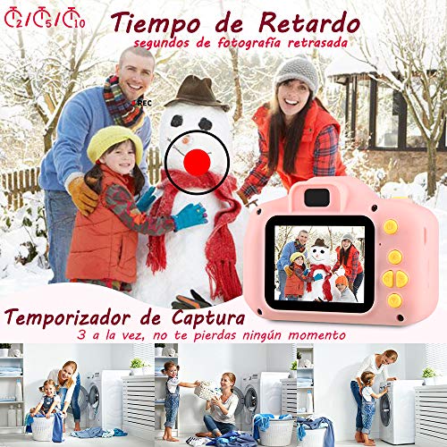 vatenick Cámara para Niños Juguete para Niños Cámara Digital para Niños pequeños 2 Inch HD Pantalla 1080P with Calidad 32GB TF Tarjeta Regalos Juguete para 3 a 12 años Niños y niñas… (Rosa)