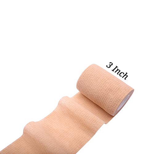 Venda Cohesiva Vendas Autoadhesivas 7.5cm X 4.5m (12 rollos), Cinta Autoadhesiva para Primeros Auxilios, Protección Deportiva, Esguinces e Inflamación (Beige)