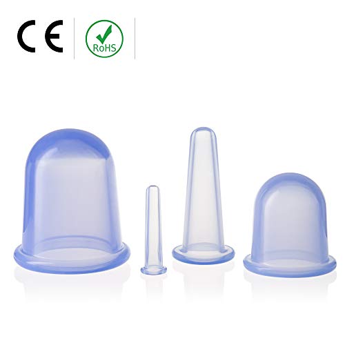 Ventosas Masaje Kit - Ventosa Celulitis - Copas anticelulíticas - Copa de Vacio - Masajeador Facial - Reductor de Mentón Doble - Terapia de Cara - Set de Catación Silicona - Chinas Cup - de Sandine