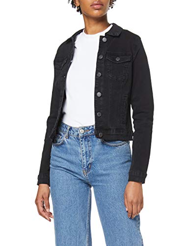 Vero Moda Vmhot SOYA LS Denim Jacket Mix Noos Chaqueta, Negro (Black Black), 42 (Talla del Fabricante: Large) para Mujer