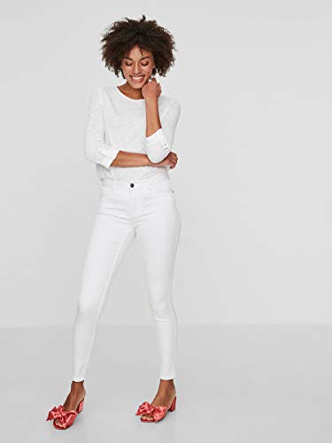 Vero Moda Vmseven NW S Shape Up Jeans Noos Vaqueros Slim, Blanco (Bright White Bright White), W34/L30 (Talla del Fabricante: X-Small) para Mujer