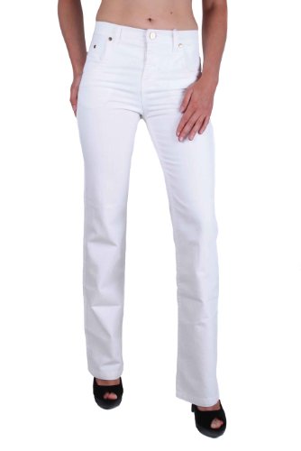 Versace VJC los pantalones vaqueros de las mujeres de la manguera V / Regolare Blanca (W28/L34, Modello 2)