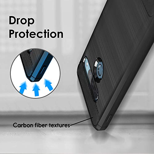 VGUARD 2 Unidades Funda para LG G8s ThinQ, Diseño de Fibra de Carbon Ultra Fina TPU Silicona Carcasa Fundas Protectora con Shock- Absorción para LG G8s ThinQ (Negro+Azul)