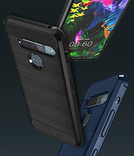 VGUARD 2 Unidades Funda para LG G8s ThinQ, Diseño de Fibra de Carbon Ultra Fina TPU Silicona Carcasa Fundas Protectora con Shock- Absorción para LG G8s ThinQ (Negro+Azul)