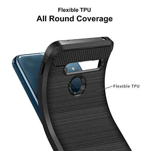 VGUARD 2 Unidades Funda para LG G8s ThinQ, Diseño de Fibra de Carbon Ultra Fina TPU Silicona Carcasa Fundas Protectora con Shock- Absorción para LG G8s ThinQ (Negro+Azul)