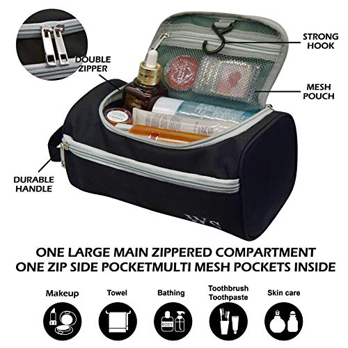 Viajes Lavado de Bolsa Neceser Colgante Gancho Dopp Kit Salud Bolsa Organizador Viajes para baño Ducha Aseo Unisex Accesorios de Afeitar (Negro)