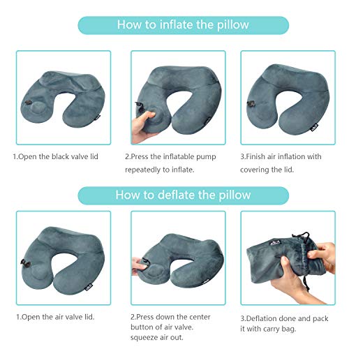 Viedouce Almohada Viaje Cojín Cuello Cervical Viaje Inflable Hinchable Avion para Niños Adulto Forma de U Cojin Almohada Viaje Apoya la Cabeza Inflable Cuello Cervical la Barbilla Cojín