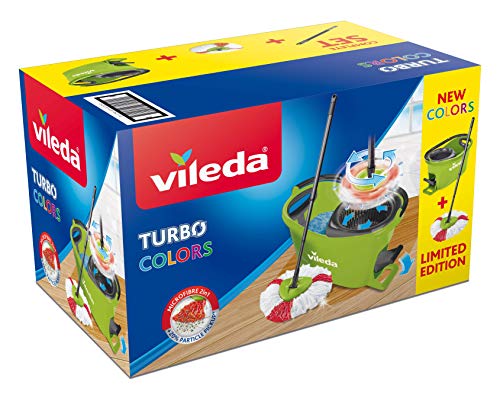 Vileda Turbo Colors Verde-Juego de fregona, Polipropileno, 48.5 x 27.5 x 28 cm