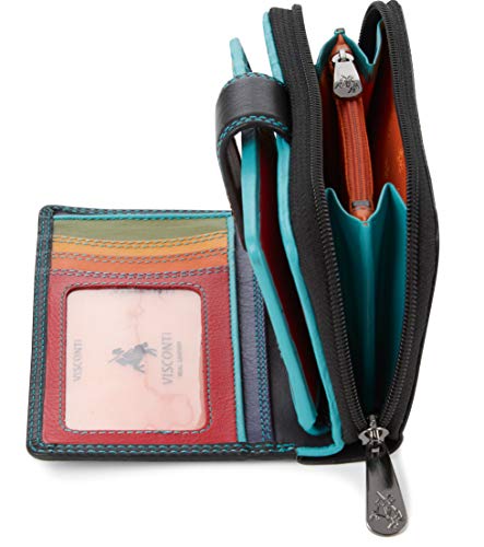 Visconti Monedero de Cuero de Mujer Bifold Rio Monedero combinación de Cuero (CD22 (Blk Multi)