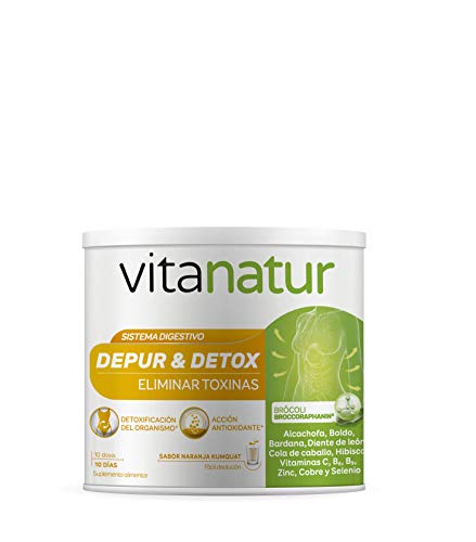 VITANATUR DEPUR & DETOX 200g - Complemento alimenticio, Ayuda al cuerpo a eliminar toxinas, Extracto de brócoli y alcachofa, Vitaminas y minerales