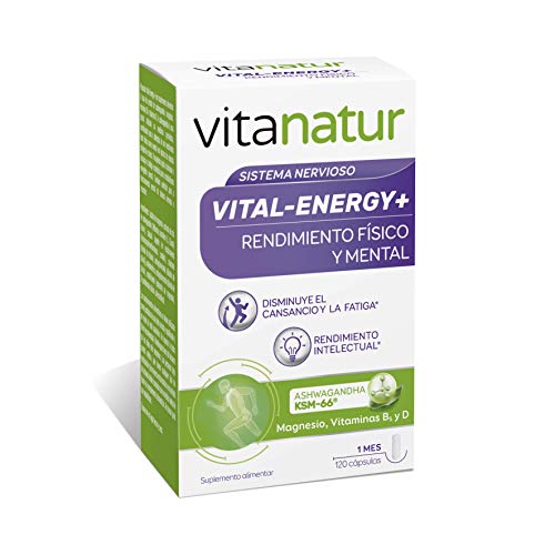 VITANATUR VITAL-ENERGY 120 Cápsulas - Complemento alimenticio a base de magnesio, ashwagandha y vitaminas B5 y D