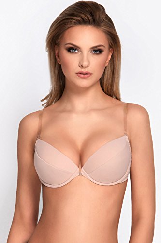 Vivisence Eve 1012 Sujetador Push-Up con Tirantes Y Espalda De Silicona para Mujeres Liso con Aros - Hecho En La UE, Beige,100B