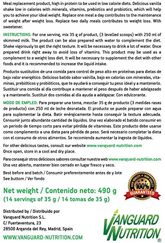 VNDiet - Batido Sustitutivo de Comida para Dieta | Batido para Adelgazar con Proteínas, Reemplazo Comida, Muy Saciante, Bebida Dietética para Adelgazar Rápido, 490gr, Sabor Vainilla