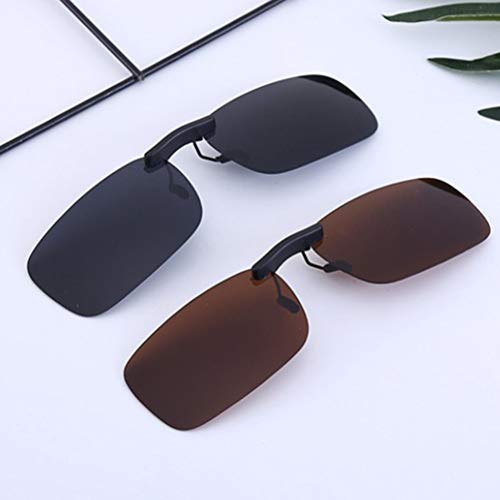 VORCOOL 3pcs Gafas de Sol de Clip en Flip Up Lente polarizada sin Marco Rectangle Lens Clip de Gafas de Sol graduadas Gafas para Myopia Glasse