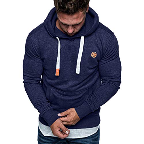 VPASS Sudaderas con Capucha, Sudadera para Hombre de Manga Larga otoño Invierno Casual Abrigo Camisas Blusa Top chándales Color sólido Hombres Manga Larga Chaqueta Abrigo