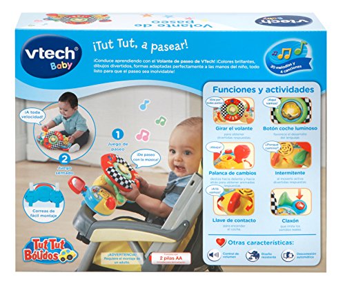 VTech Volante de Paseo Tut Tut Bólidos, Juguete para el Carrito con Tiras de Sujeción, Simulador de Conducción que Enseña Palabras Nuevas y Seguridad Vial (80-192522) , color/modelo surtido